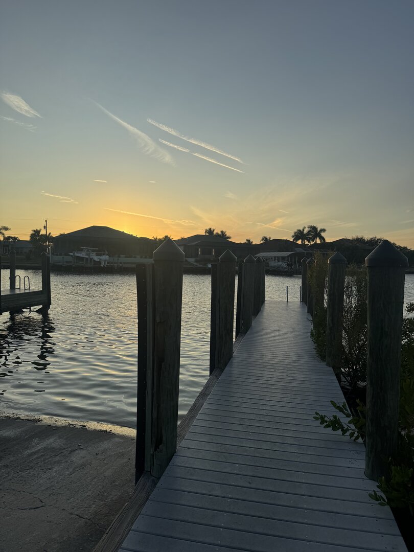 Sunset over the dock in Florida